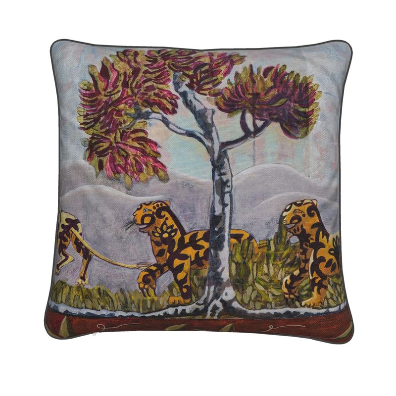 KTH Cotton-Lined Cushion - Tigers in Search