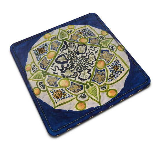 Square Leather Coaster - Triangles and Snakes