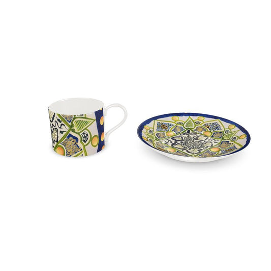 Tea Coffee Cup & Saucer - Triangles and Snakes